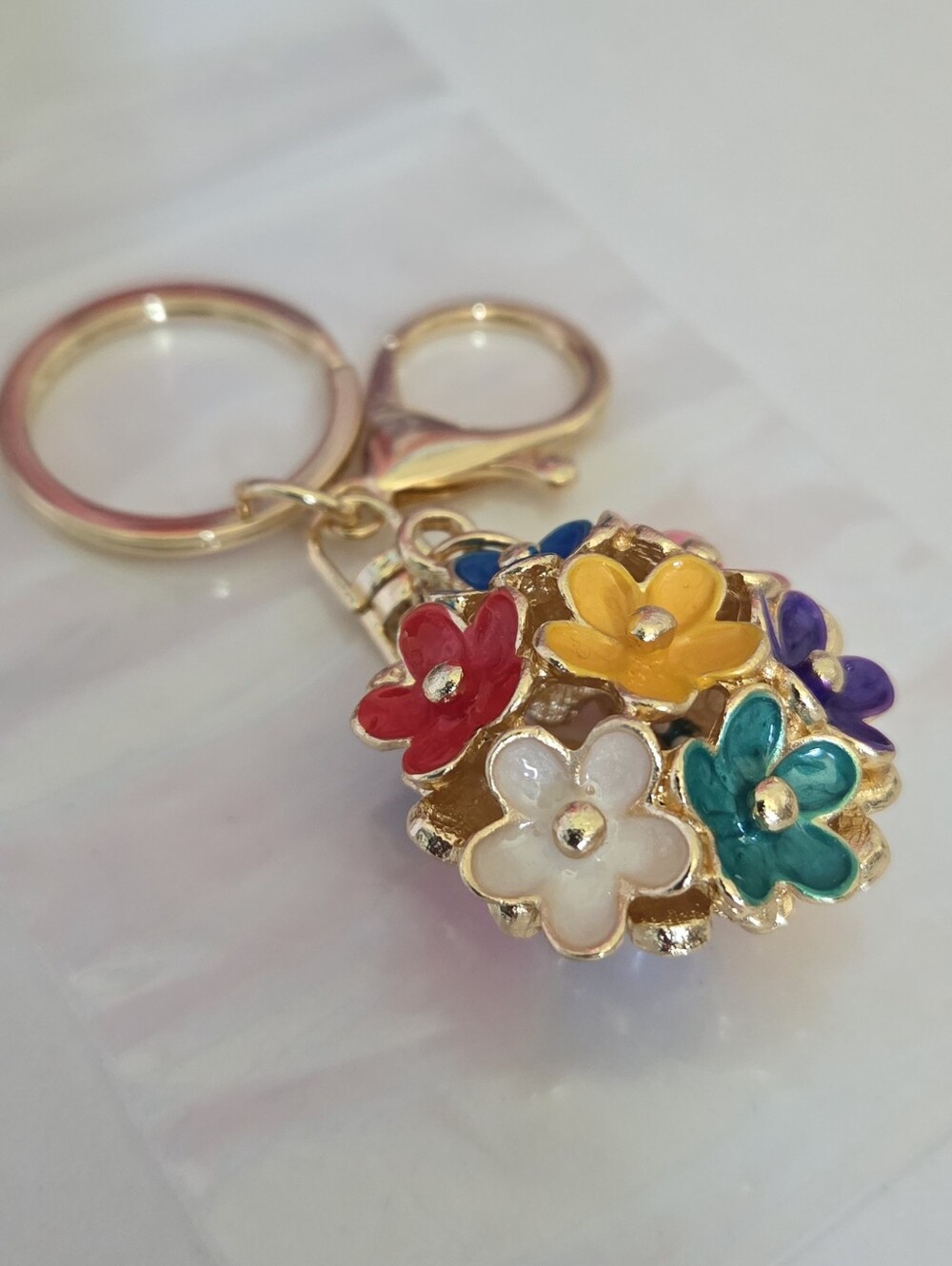 Multicolor Floral Keychain Charm NIP - Picture 2 of 6